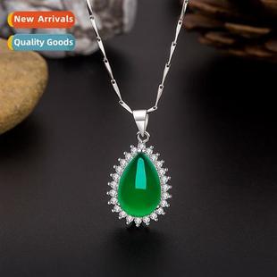 green agate pendant New pure plated chrysoprase bloom silver