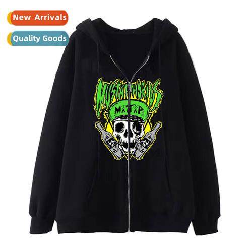 Dark wind hip-hop gothic Harajuku Y2Y skull zipper hoodie me
