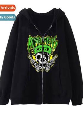 Dark wind hip-hop gothic Harajuku Y2Y skull zipper hoodie me