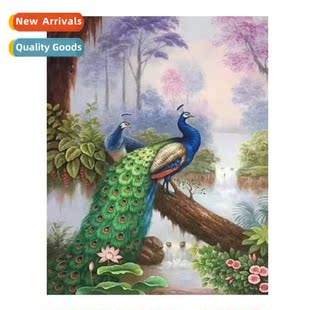 Diamd painting new peacock hmade full embroidery simple thre