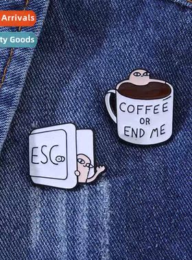 ins new carto pink mster avocado cfee cup love letter brooch