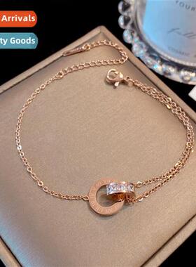 Tanium steel bracelet Japan  n Rome does not lose color rose