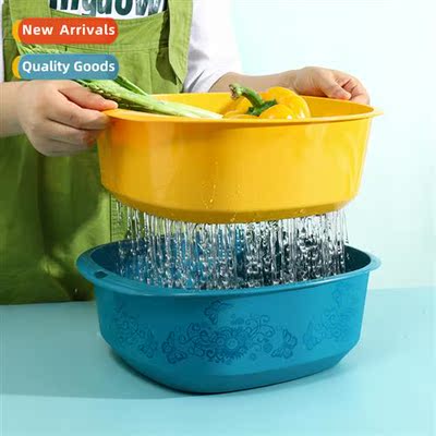 Double vegetable wash basin draining basket kchen household