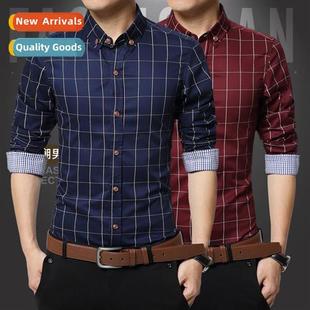 sleeved cott fall mercerized mens Slim New shirt