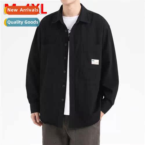 American retro workwear lg-sleeved shirt jacket mens fall an