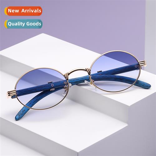 2021 new retro imati wood grain sunglasses small round frame