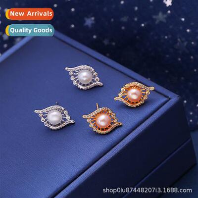 Earrings natural freshwater pearls S925 silver needle diamd