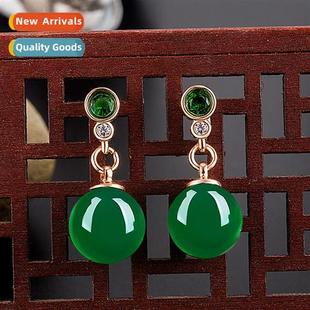 earrings style female temperament green Retro simple ethnic