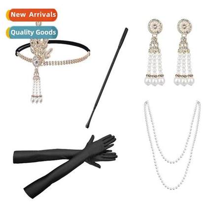 1920s Gatsby Bachelorette Party Set Decorati Headdress Neckl