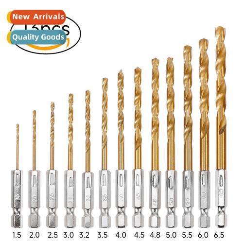 13pcs Hexagal Shank Twist Drill High Speed Steel Drill Wood