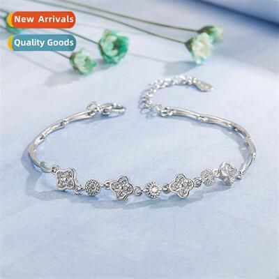n micro-set zircia four-leaf clover bracelet female simple s