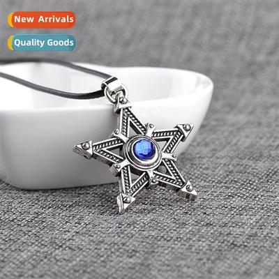 Goblins tail black rock shooter pentagram alloy diamd neckla