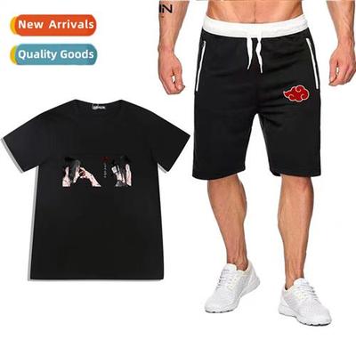 Anime Naruto Uchiha clan logo printed short-sleeved T-shirt