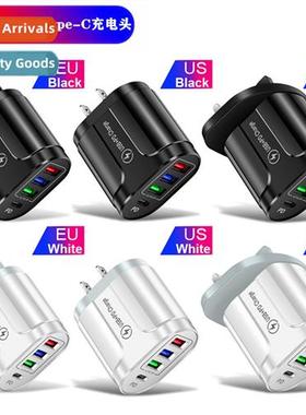 3.1A 15W 3USB+PD Multi Port 3U+Type-C Phe Charging Head Trav