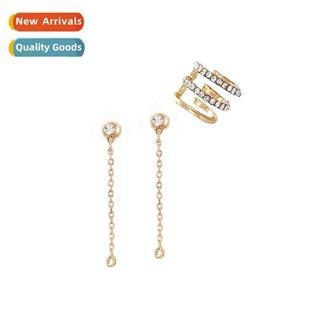 clip earrings tassel chain alloy ear shaped simple New