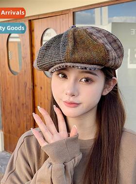 Brish original Harris tweed colorblocking beret men and wome