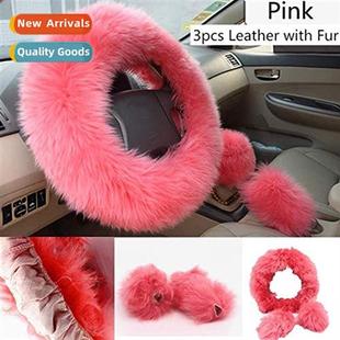 Cashmere Car Piece Wool Cover Wheel Steering Pink Winter