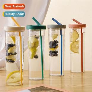 ins Student Plastic Temperature Mug High Resist Straw