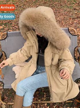 2023 new big y collar thickened cott coat female overcoat wi