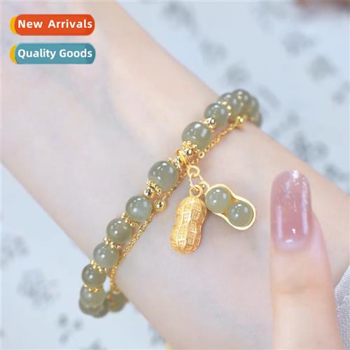 Good thing peanut bracelet Hetian jade girls niche   stacked
