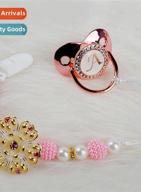 Dotted diamd sunflower pacifier chain Gold glter anti-fallin