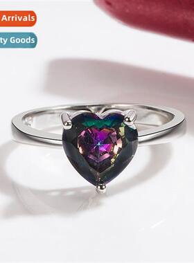 wsih heart-shaped colorful zircia ring female      fashi hea