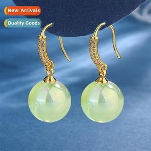 color mermaid earrings green femal pearl dazzle faux Jade