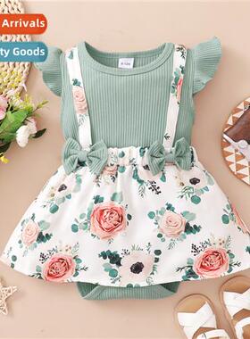 ins baby spring  fall  2022 new   sleeveless flowers printed