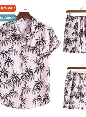 2022 Hawaii Collecti Beach Style Su Collar Printed Short Sle