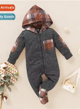 ins baby spring  fall  2021 new n lg-sleeved plaid print bab