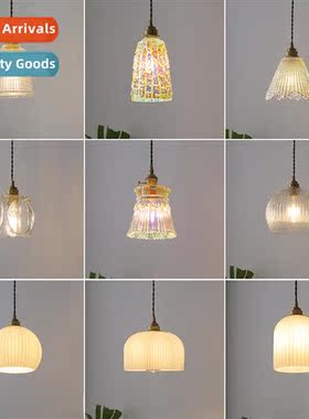 Retro small chelier bedroom bedside lamp Japanese log creati