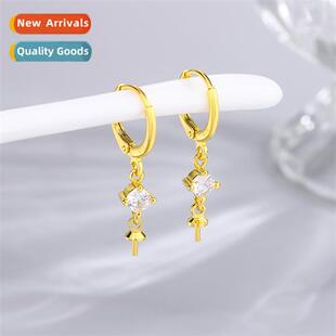 Copper embryo zircia pearl earrings bracket copper silver-pl