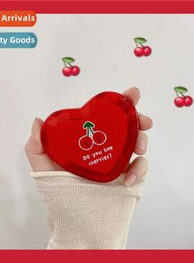 Korean style ins cute cherry heart-shaped mini mirror make-u