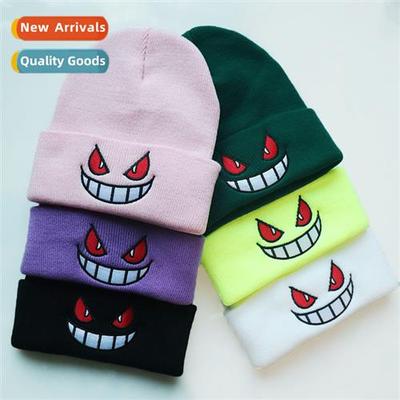 carto carto big mouth red eyes embroidered knted cap head wa