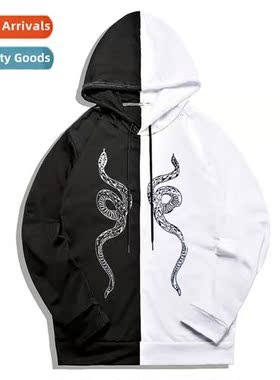 Diablo punk style print splicing lg-sleeved thin secti loose