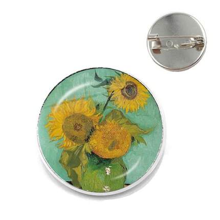 Van Gogh Sunflower Art Vintage Brze Pin Timeless Gemste Cabo