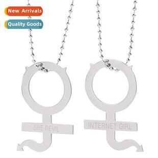 2023 New cat shape SHE DEVIL/INTERNET GIRL mogrammed stainle