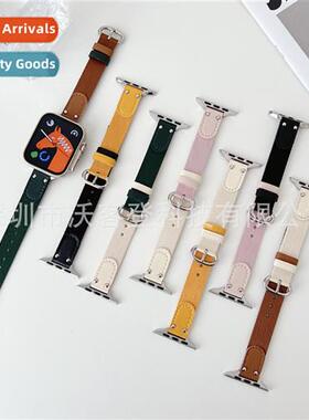 适用apple watch jeep color blocking leather strap apple watc