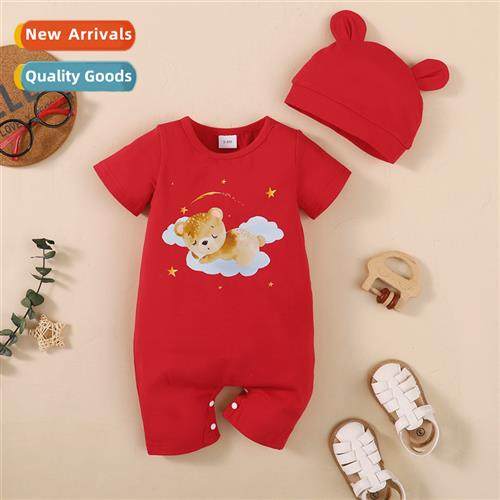 ins baby spring  fall  2023 new n bear print short-sleeved e