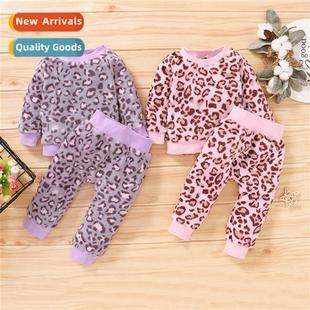 print 2020 sleeved winter new two Girls leopard fall