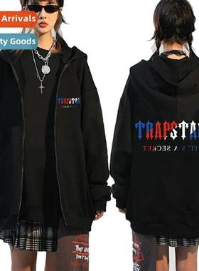 Youth TRAPSTAR letter print mens loose padded hooded zipper
