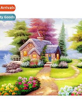 New lakeside cottage lscape diamd painting small simple hmad