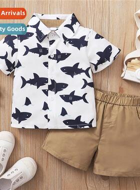 Boys spring  autumn  2022 new n shark print short-sleeved to