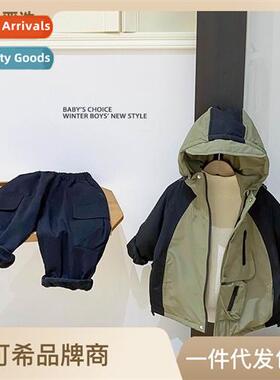 Childrens clothing boys thickened jacket childrens hooded wi