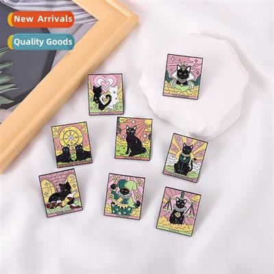 Tarot card alloy badge black cat cardboard inverted hanging