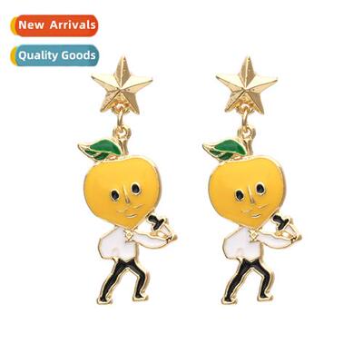 New persalized creative cute cute lem carto character earrin