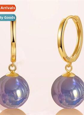 Purple colorful mermaid girl faux pearl earrings female simp