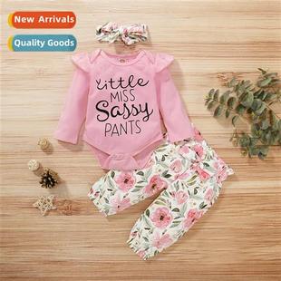 2021 new top spring floral printed fall letters Girls