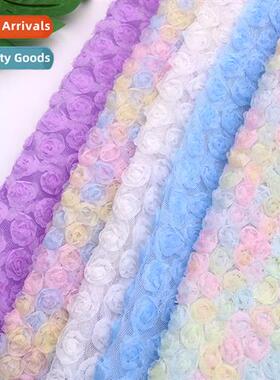 3D three-dimensial small rose chiff disk flower mesh embroid