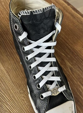 CH黑色高帮皮鞋十字架绣皮气眼扣鞋片时尚百搭男女同款